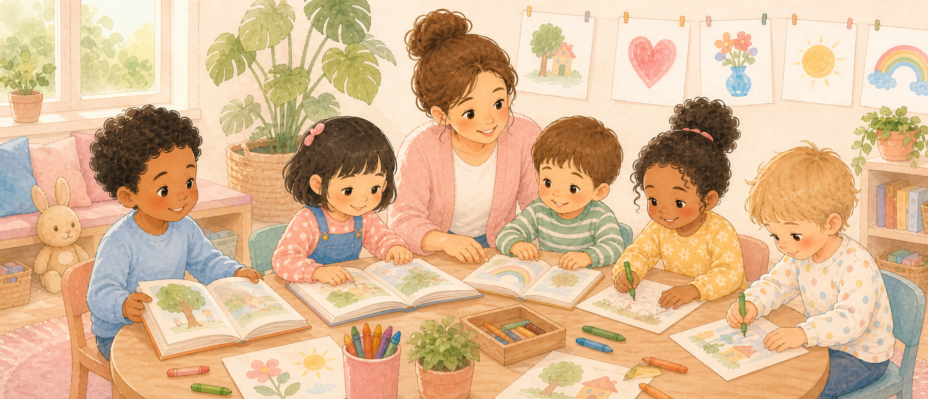 Children read, draw, and write their own stories